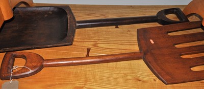 Lot 1224 - A novelty oversized stained beech pitch fork,...