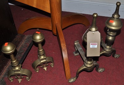 Lot 1227 - Two similar pairs of late 19th century brass...