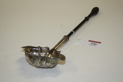 Lot 346 - A George II silver toddy ladle, with later...