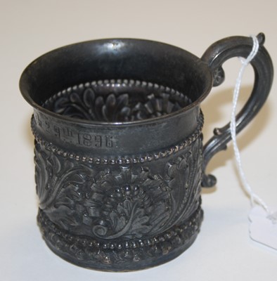 Lot 348 - A Victorian silver cup, repousse decorated...