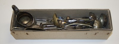 Lot 359 - A box of metalware, to include a pair of...