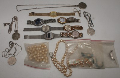 Lot 364 - A box of various wristwatches and costume...
