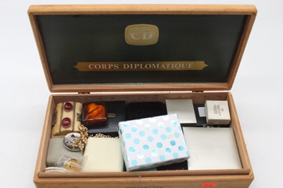 Lot 369 - A box of mixed costume jewellery, to include...