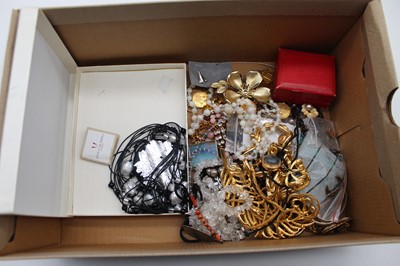Lot 379 - A box of costume jewellery, to include...