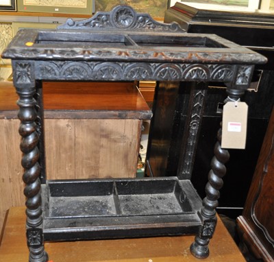 Lot 1281 - A late Victorian floral carved and ebonised...