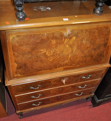 Lot 1282 - A contemporary Italian figured walnut bureau,...