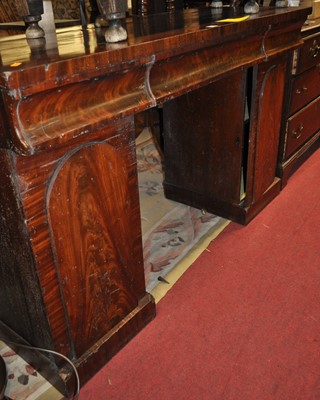 Lot 1293 - A William IV mahogany and flame mahogany twin...