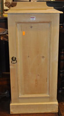 Lot 1296 - A Victorian pine ledgeback single door bedside...