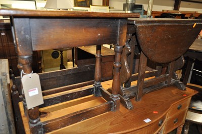 Lot 1336 - A joined oak low occasional table, raised on...