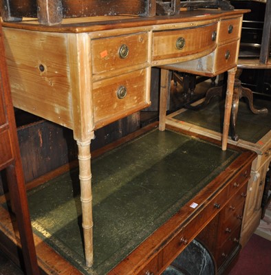 Lot 1337 - A circa 1900 pine kneehole part bowfront...
