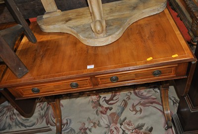Lot 1354 - A contemporary yew wood two drawer dropflap...