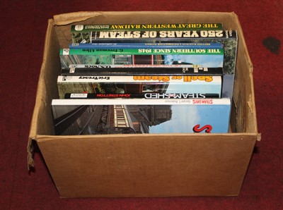 Lot 653 - A box of steam related volumes to include The...