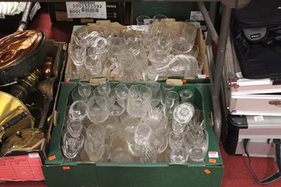 Lot 656 - Two boxes of miscellaneous glassware to...