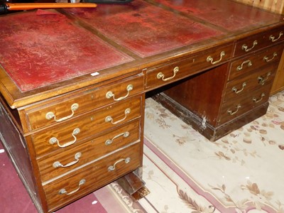 Lot 1359 - A mahogany and gilt tooled red leather inset...