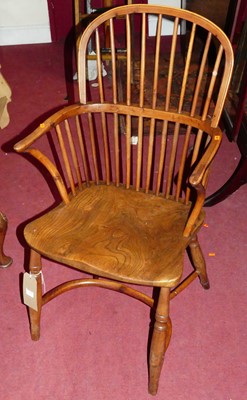 Lot 1370 - A 19th century elm, yew, and fruitwood spindle...