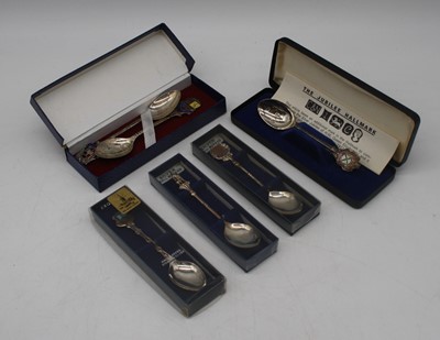 Lot 482 - Six various silver and enamel decorated...
