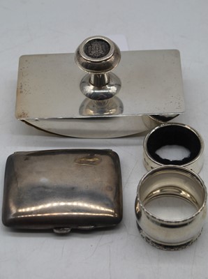 Lot 483 - A George V silver cigarette case, Birmingham...