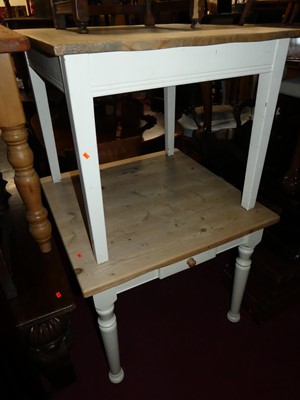 Lot 1376 - Two similar pine and part white painted square...