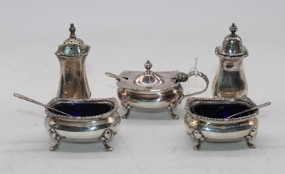 Lot 485 - A matched silver and white metal five-piece...