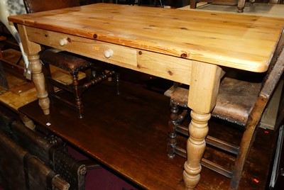 Lot 1379 - A modern pine round cornered farmhouse kitchen...