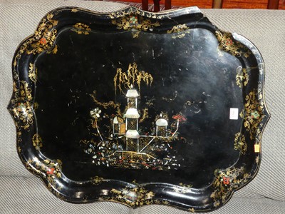 Lot 1380 - A mid-Victorian black lacquered...