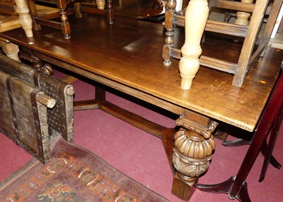 Lot 1381 - A 17th century style joined and carved oak...