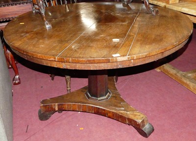 Lot 1389 - An early Victorian rosewood circular pedestal...