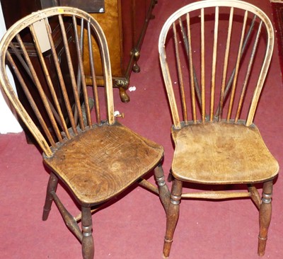Lot 1390 - Three early 20th century elm seat and beech...