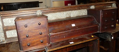 Lot 1394 - A carved oak desk top of five drawers, only,...
