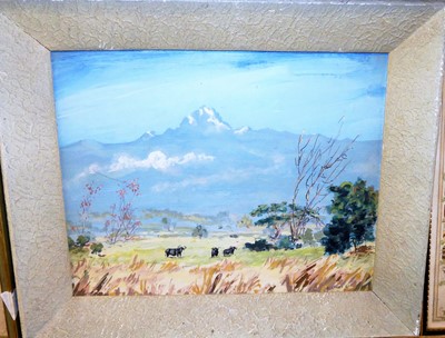 Lot 1061 - Kithoi - Buffalo in a landscape, oil on mill...