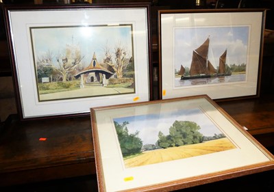 Lot 1062 - G G Tate - High tide, Moulton, watercolour...