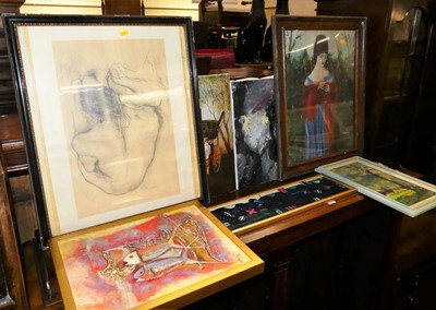 Lot 1063 - A collection of 20th century amateur art works,...