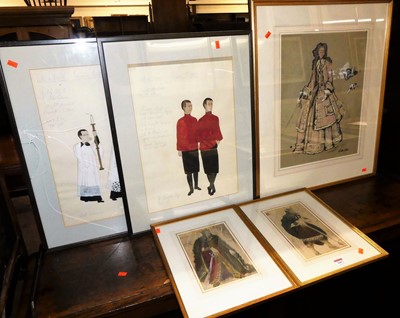 Lot 1067 - Assorted theatrical watercolours, to include...