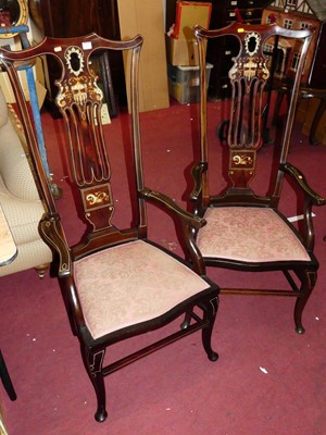 Lot 1418 - A pair of circa 1900 mahogany and ivory inlaid...