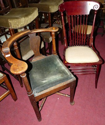 Lot 1429 - A 19th century joined oak tub corner chair,...