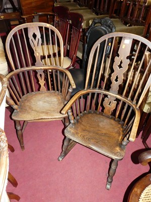 Lot 1431 - A 19th century elm and beech splat back...