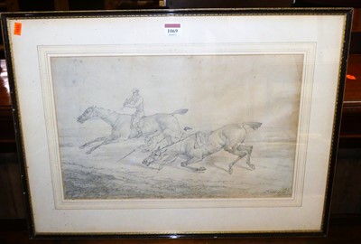Lot 1069 - E Cooper Finch - Horse-racing scene, pencil,...