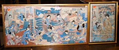 Lot 1073 - Meiji period Japanese woodblock print as a...