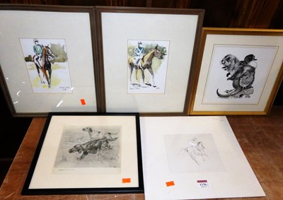 Lot 1136 - Jane Brewer - Otter study, ink drawing, signed...
