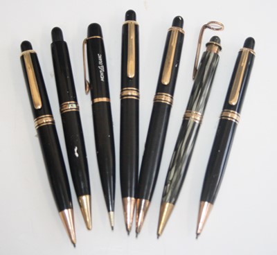 Lot 176 - Seven vintage Montblanc mechanical pencils,...