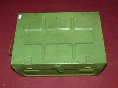 Lot 600 - A WWII green painted military trunk, dated 1943