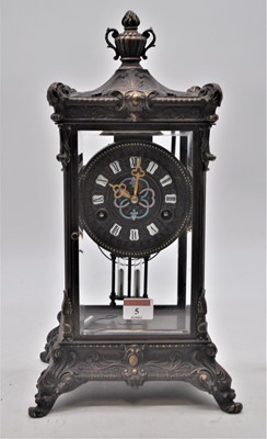 Lot 5 - A reproduction bronzed metal cased four glass...