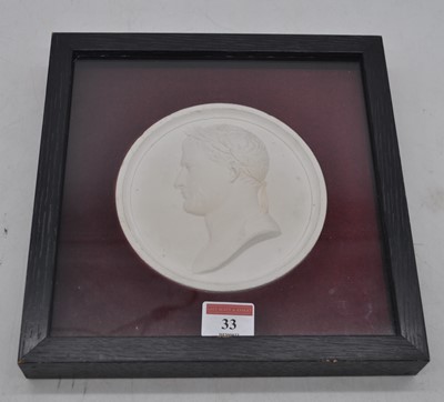 Lot 33 - A plaster roundel depicting Emperor Napoleon,...