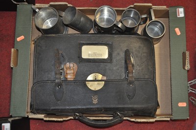 Lot 81 - A vintage leather satchel, having impressed...