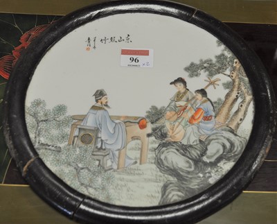 Lot 96 - A Chinese export roundel, decorated with...