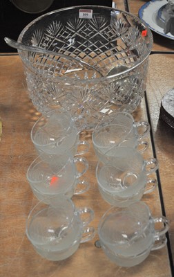 Lot 109 - A cut glass punch bowl, dia. 29cm, with plated...