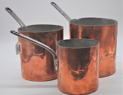 Lot 130 - A set of three 19th century graduated copper...