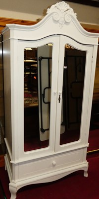 Lot 1171 - A contemporary French style white painted twin...