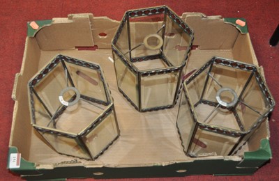 Lot 151 - A set of three modern hexagonal glass ceiling...