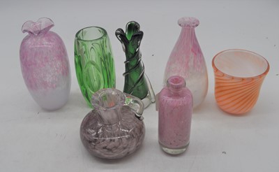 Lot 194 - A collection of coloured glass vases, the...
